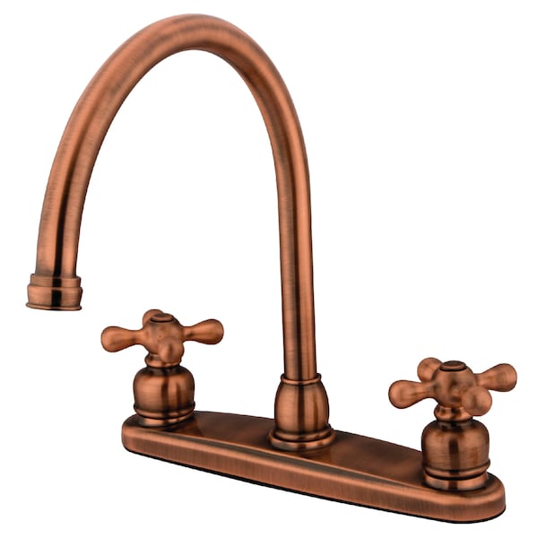 Kingston Brass 8" Centerset Kitchen Faucet, Antique Copper KB726AXLS - main